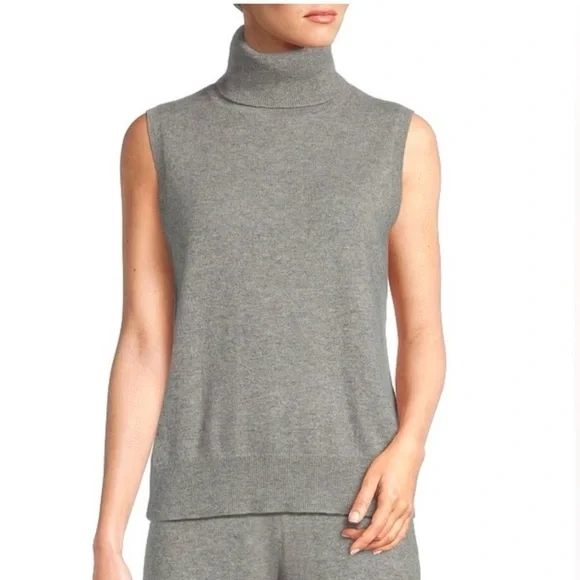 ANTONIO MELANI Ivonne Turtleneck Cashmere Sleeveless Knit Sweater Top Size XL - Picture 1 of 4